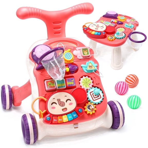 2-in-1 Baby Walker & Activity Center - Sit-to-Stand Learning Toy with Adjustable Speed, Early Educational Walking Gift for Infants 12+ Months