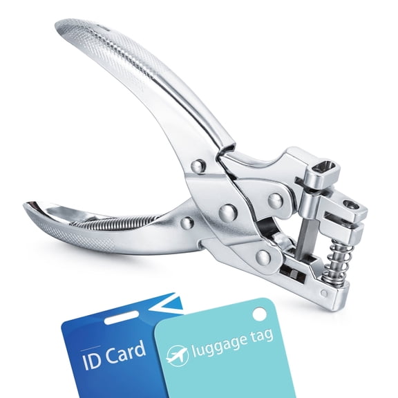 2 in 1 Badge Slot Hole Punch, Heavy Duty Metal Hole Puncher, Silver, for PVC Material, Business Cards, Paper and Cardstock