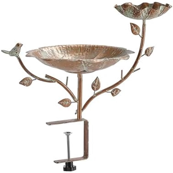 2-in-1 Balcony & Deck Bird Feeder - 17.3" Bird Bath Bowl, Outdoor Railing Mounted for Patio Garden, Gift for Bird Lovers$$Garden & Patio