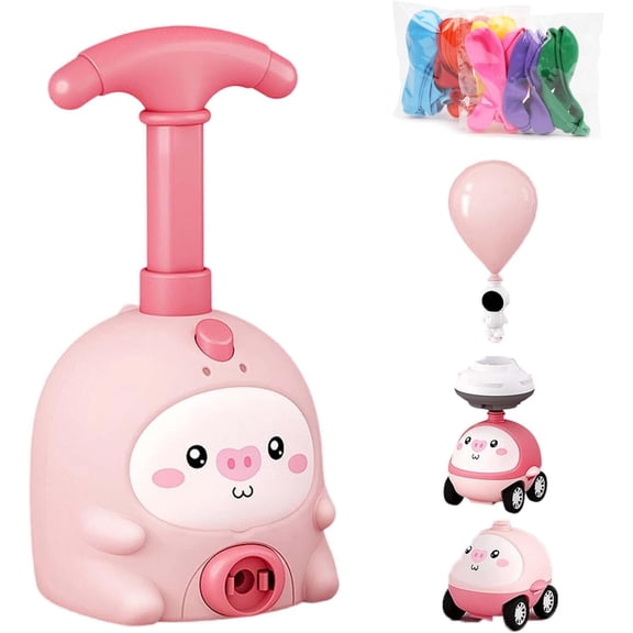 2-in-1 Balloon Powered Car & Flying Toy, Air Pressure Launcher Set with Manual Pump, Physics Learning Activity Gift for Kids Ages 3-8(XX)