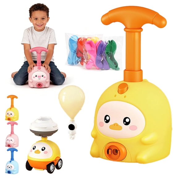 2-in-1 Balloons Cars Launcher Set with Manual Pump, Inertial Balloon Car, Three Adorable Designs, Multiple Package Configurations Available