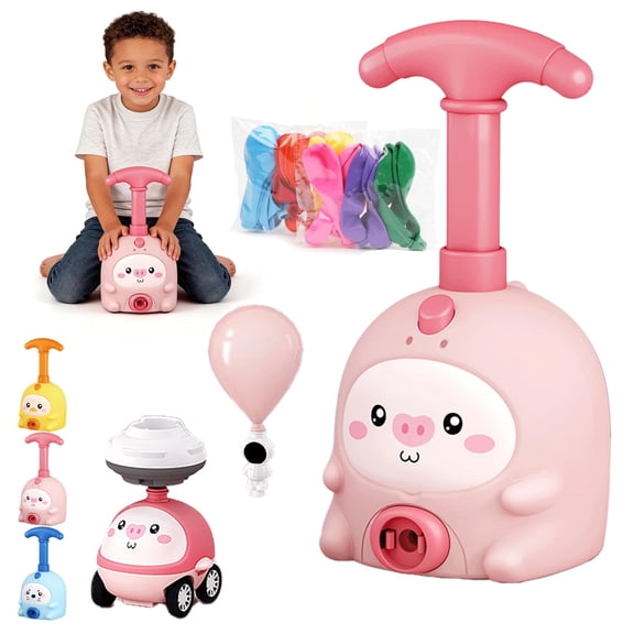 2-in-1 Balloons Cars Launcher Set with Manual Pump, Inertial Balloon Car, Three Adorable Designs, Multiple Package Configurations Available