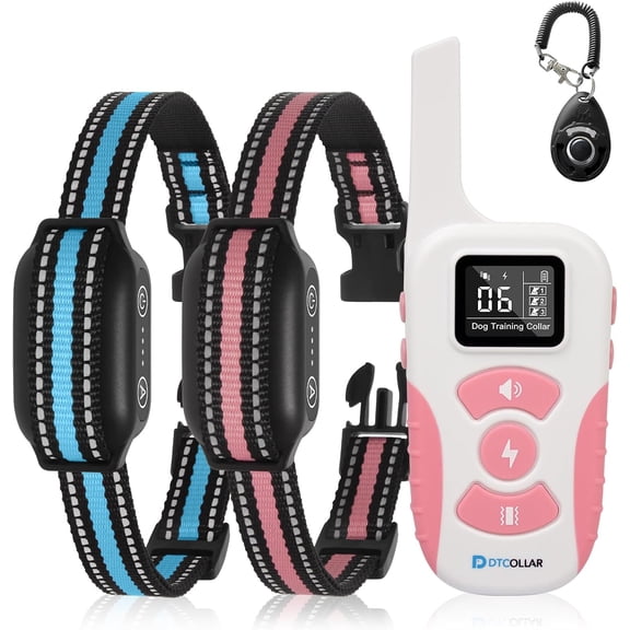 2-in-1 Bark Collar & Shock for Dogs, 3300Ft Dog Training with Remote 2 Pack - Anti Bark/Beep/Vibration/Shock 4 Modes, IP67 Smart E 5 Adjustable Sensitivity All Breeds