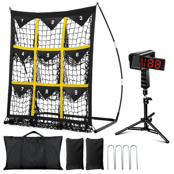 2-in-1 Baseball Pitching Net & Radar Gun Combo for improving pitching, fielding accuracy and speed. Suitable for all players