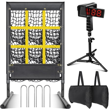 2-in-1 Baseball Pitching Net & Radar Gun Combo for improving pitching, fielding accuracy and speed. Suitable for all players