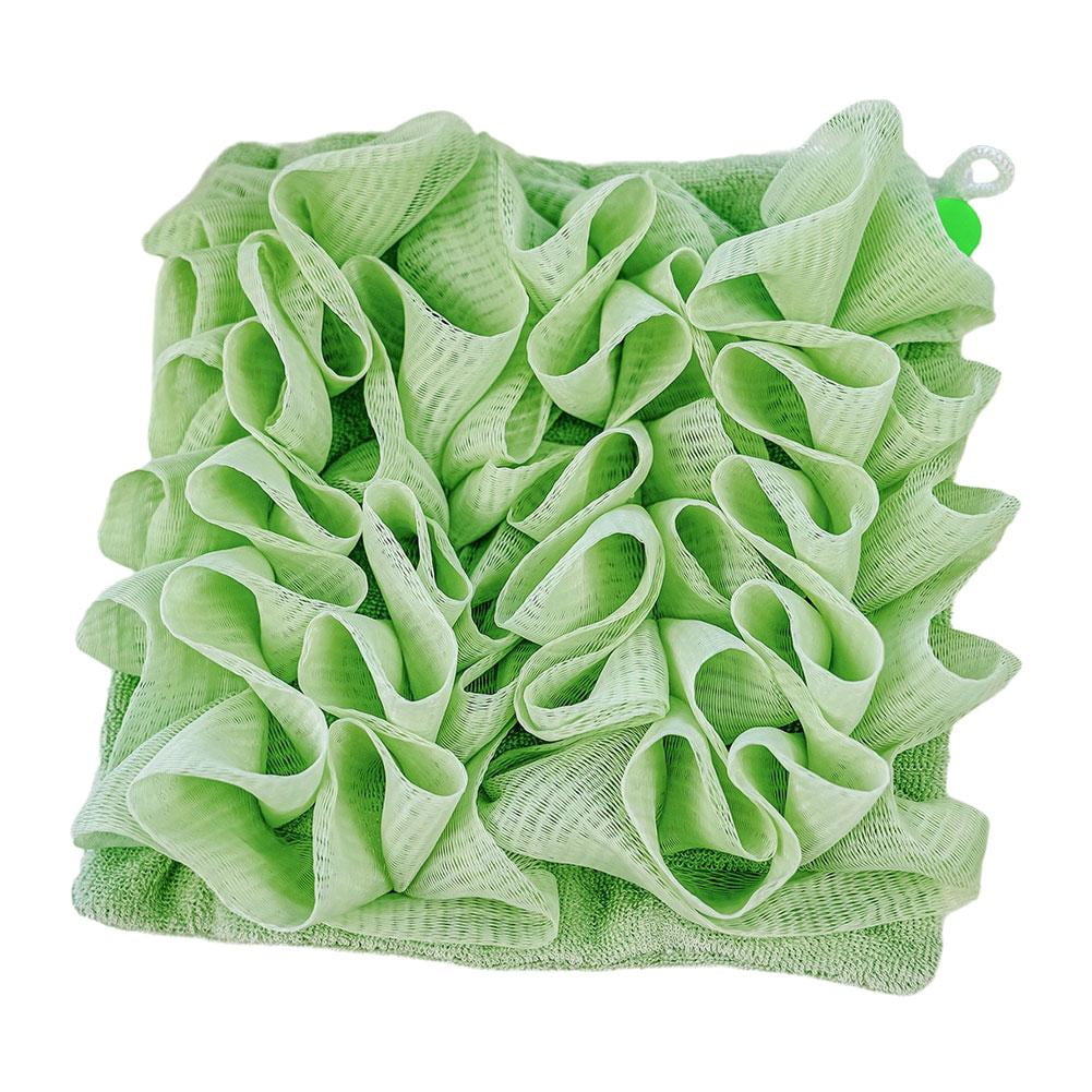 2-in-1 Bath Loofah Sponge with Drawstring Shower washcloth Women Set ...