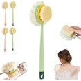 thumbnail image 1 of 2-in-1 Bath Scrubber & Back Brush,Extra Long Handle with Soft Bristles & Exfoliating Shower Ball for Wet/Dry Use,Double-Side Bathing Body Brush Back Bath Brush (Green-Bristle), 1 of 8