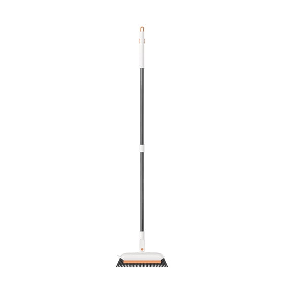 2-in-1 Bathroom Floor Scrubber with Long Handle – Tile Seam Brush & Wall Cleaning Tool with Scraper for Toilet, Shower, and Hard Surfaces