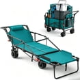 thumbnail image 1 of 2-in-1 Beach Wagon Cart, Convertible Folding Lounge Chair, 650LBS Large Capacity, Silent Swivel All-Terrain Wheels, Portable Utility Cart for Beach, Pool, Grocery & Camping, Lake Blue, 1 of 10