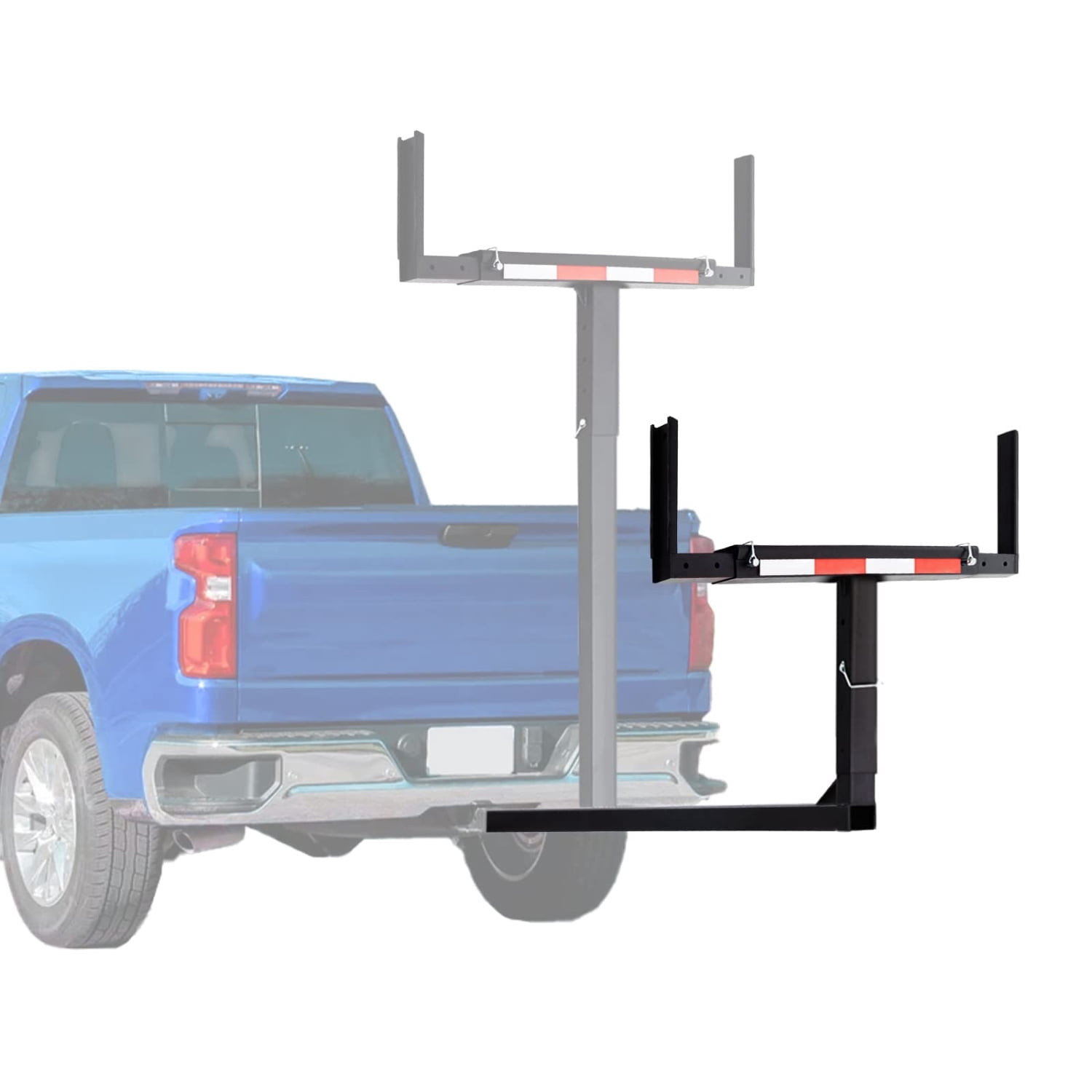 2 in 1 Bed Extender Hitch Mount for Pickup Truck, Foldable Hitch Extender for 2'', Adjustable Height Work Truck Accessories