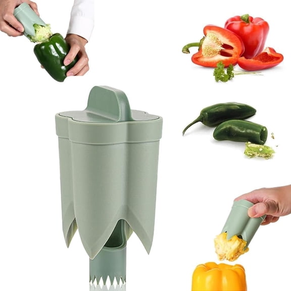 2-in-1 Bell Pepper Corer & Deseeder, Seed Remover Tool for Vegetables, Kitchen Gadget