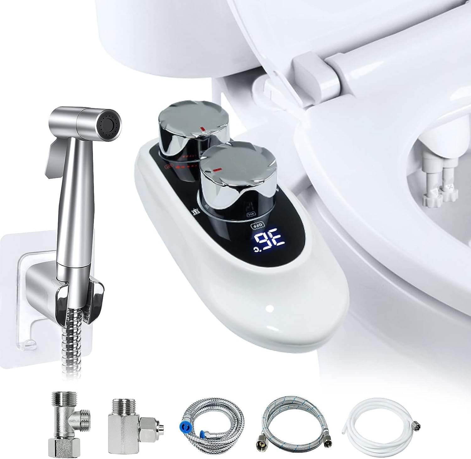 2in1 Bidet Attachment for Toilet with Handheld Bidet Sprayer