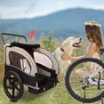 thumbnail image 1 of 2-in-1 Bike Trailer, Double 2-Seat Bicycle Bike Trailer Jogger Stroller for Children and Pet, Foldable Pet Bike Trailer with Mesh Screen and PVC Cover, Black, 1 of 9
