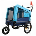 thumbnail image 1 of 2-in-1 Bike Trailer & Push Cart for Pets - Detachable Bike Hitch & Push Handle Included - All-Terrain Wheels, Quick Release Wheel, Non-Slip Floor, Internal Leash, Holds Pets Up to 88 lbs, Blue, 1 of 15