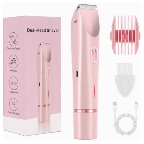 2-in-1 Bikini Trimmer for Women, Rechargeable Razor Body Hair Trimmer,Lightweight, Waterproof Wet And Dry Use, Suitable For Bikini Underarms Legs Arms Body Face