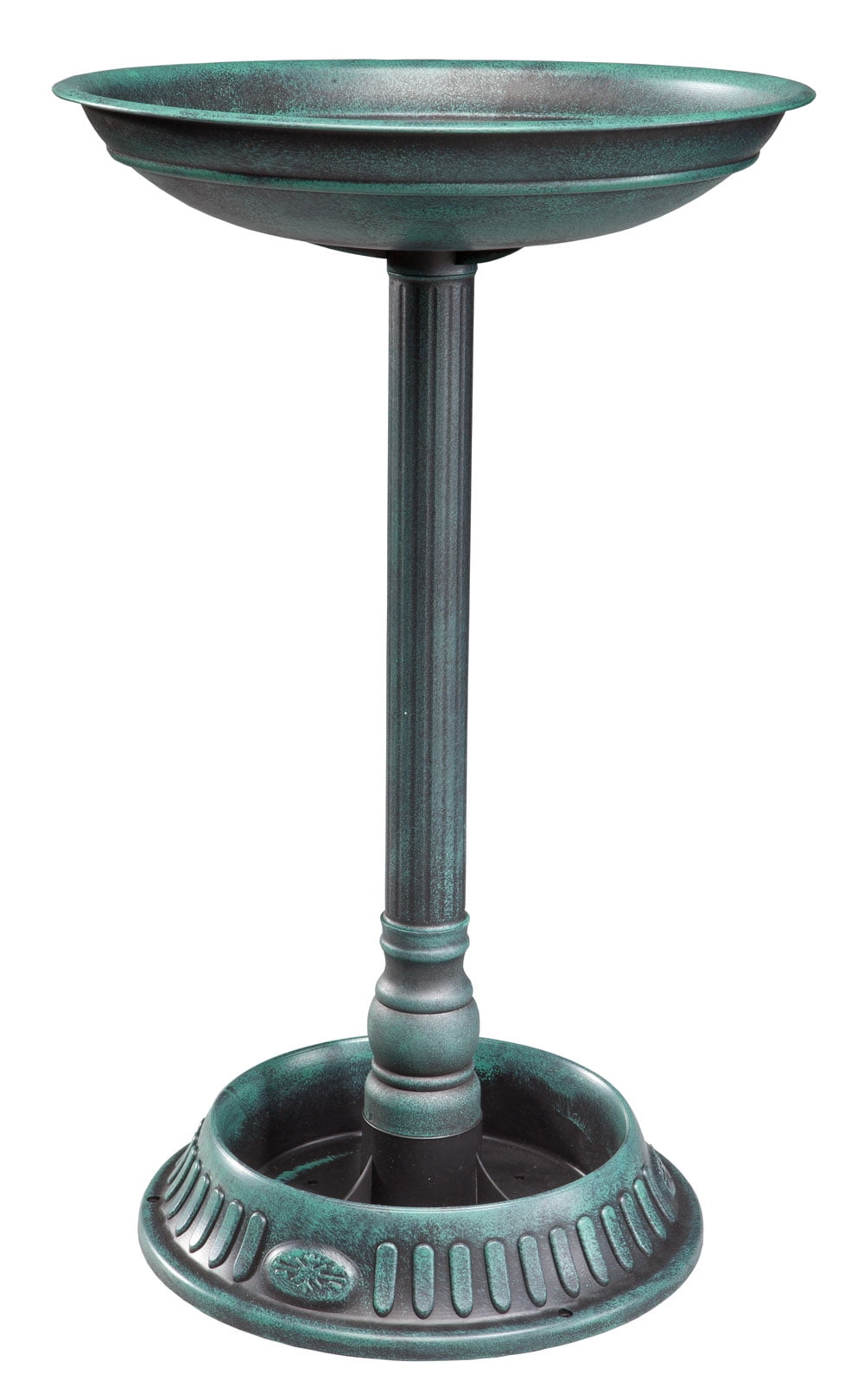 Green and Black Plastic 25" Birdbath with Planter Base