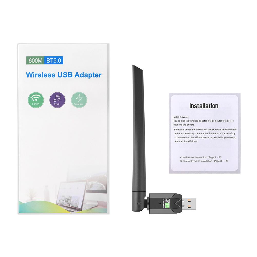 Adattatore WiFi USB Dual Band 600Mbps 2.4/5GHz Con Antenna Per PC Windows/Linux