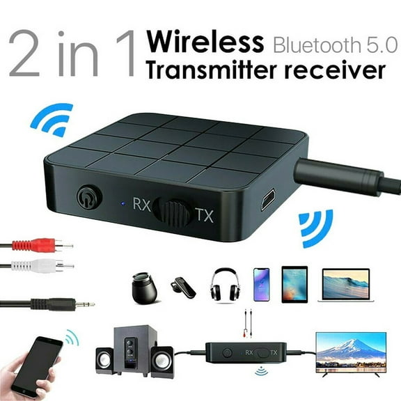 2-in-1 Bluetooth 5.0 Transmitter Receiver, AUX Wireless Audio Adapter for Car/Home/Speaker