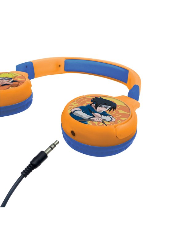 , Naruto, 2-in-1 Bluetooth & Wired Headphones with microphone and control buttons, Foldable and Adjustable, Long-lasting rechargeable battery, Orange/blue, HPBT010NA