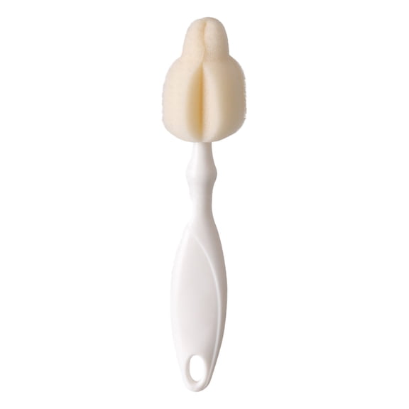 2-in-1 Bottle & Nipple Cleaning Brush with Replaceable Sponge Head, Essential Kitchen Cleaning Tool (White, Plastic, 1pc)