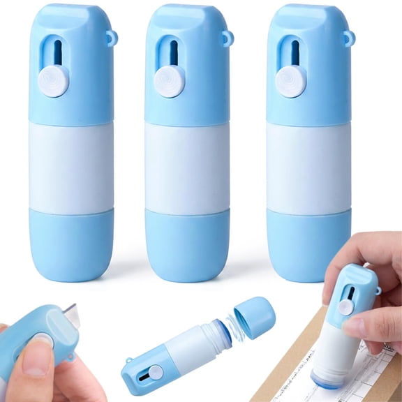 2-in-1 Box Cutter & Thermal Paper Eraser,0.35oz Liquid Paper Correction Fluid,Water-Based Redacting Marker Pen with Built-In Unboxing Knife