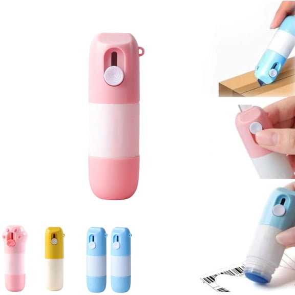 2-in-1 Box Cutter & Thermal Paper Eraser, 2026 New Water-Based Thermal Paper Eraser Pen with Unboxing Knife for One Smear Printed Text Covering - Liquid Redacting Marker