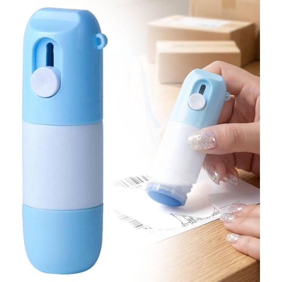 2-in-1 Box Cutter & Thermal Paper Eraser, 2026 New Water-based Thermal Paper Data Eraser Pen with Unboxing Knife for One Smear Printed Text Covering, Hermal Label Correction Marker (Blue)