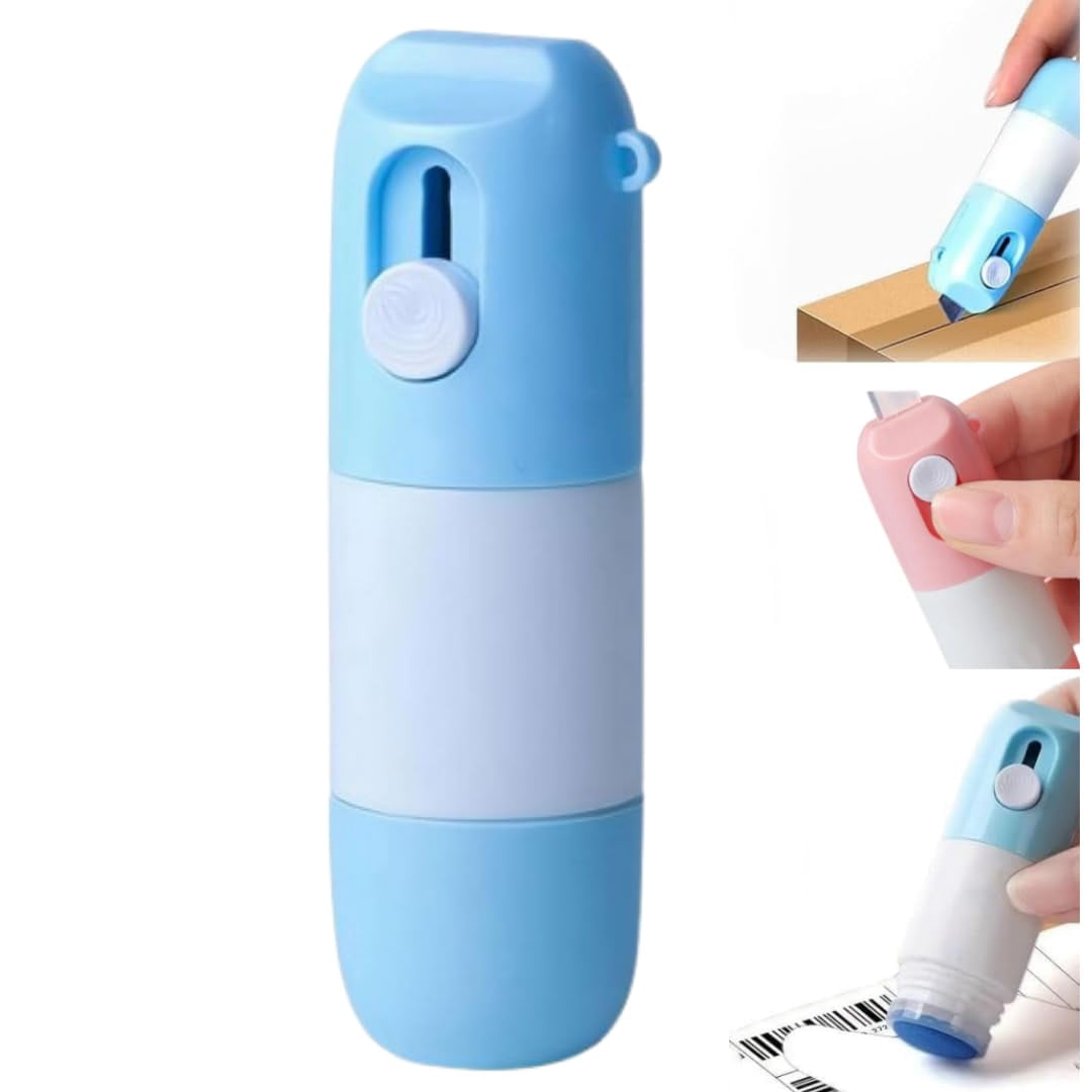 One Box Cutter 2-in-1 Box Cutter & Thermal Paper Eraser, Compact Label Correction Tool ...