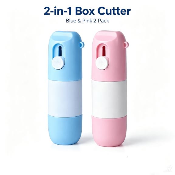 2-in-1 Thermal Paper Eraser Pen with Safety Box Cutter, 2 Pack Privacy Tool for Shipping Labels & Receipts, Personal Information Protection Tool