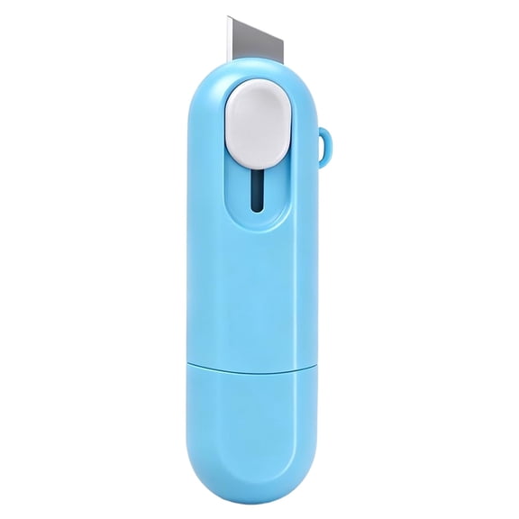 2-in-1 Box Cutter and Thermal Paper Eraser, Thermal Label Eraser Pen with Privacy Covering Fluid, Ink Remover for Shipping Labels Packages and Express Bills, Office Supplies,Blue