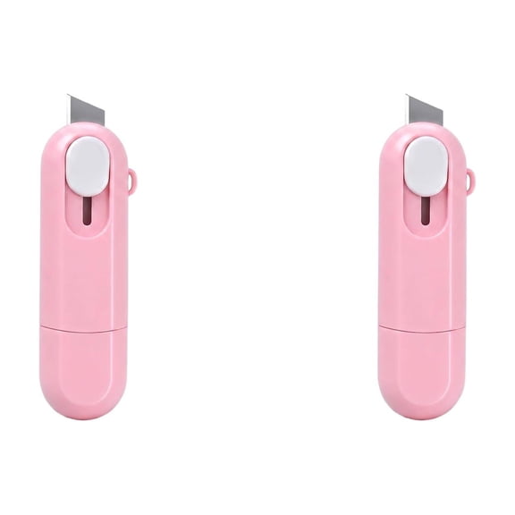 2 in 1 Box Cutter and Thermal Paper Eraser – 7ml Ink Remover for Labels & Packages – Privacy Covering Pen with Cutter (Pink, 2 Pack)