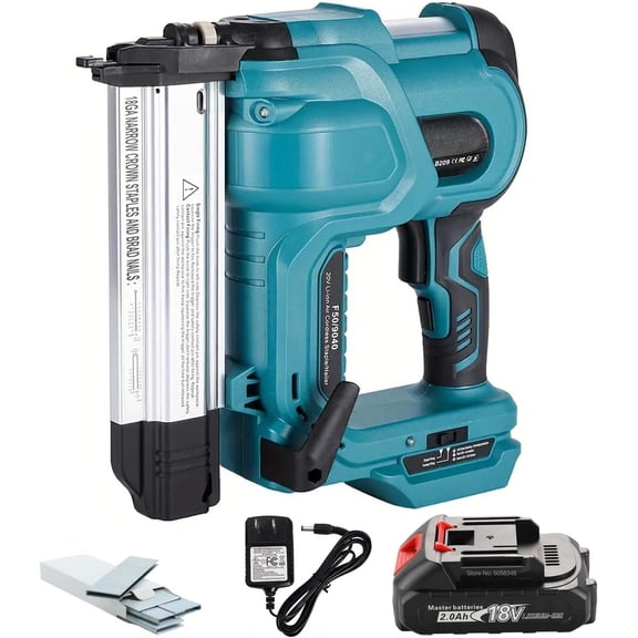 2-in-1 Brad Nailer & Staple with 2000mAh and Charger, , Up to 2 Inch, Tool-Free Jam Release for Woodworking,Upholstery