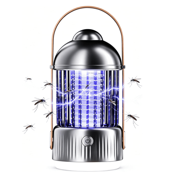 2-in-1 Bug Zapper & Flashlight, Electric Insect Killer with UV Light, USB Rechargeable Mosquito Lamp, 360° Attraction of Electric Insect Killer for Home, Garden, Backyard, Camping (Black)