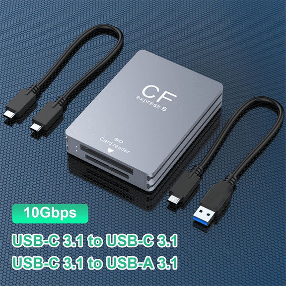 2 in 1 CFexpress Type B SD Card Reader CFexpress Reader USB 3.2 10Gbps Dual-Slot with /A Cable for SLR