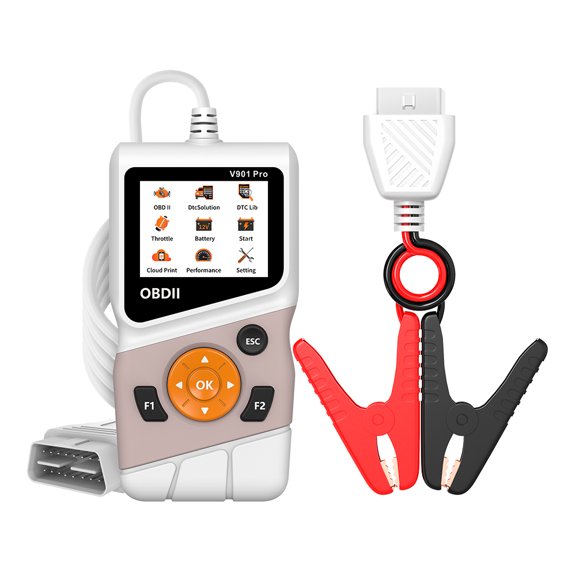 2-in-1 CICPAP OBD2 Scanner and 12V Battery Tester, Check Engine Code Reader with Live Data, I/M Readiness, DTC Lookup, Cranking & Charging System Test for 1996+ OBDII Cars & Motorcycles