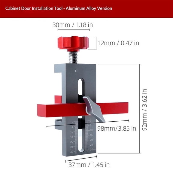 2-in-1 Cabinet Door Mounting Jig, Adjustable Cabinet Door Installation Positioner, Cabinet Door Positioning Tool Jig for