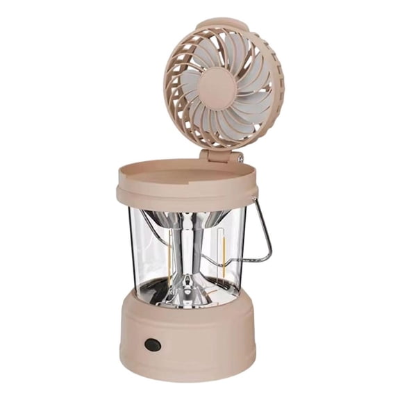 2-in-1 Camping Fan with LED Lantern, Retro Style Portable Tent Light & Cooling Fan for Glamping, Hiking & Night Fishing, Rechargeable Battery Included