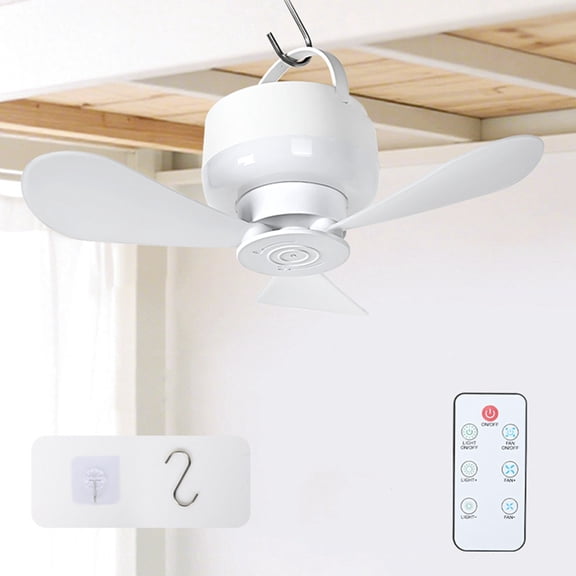 2-in-1 Camping Fan with LED Light Portable Rechargeable Battery Powered Fan with Remote for Tent, Travel, BBQ A