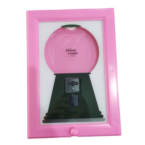 2-in-1 Candy Dispenser and Photo Frame Display, Wall-Mounted & Tabletop ABS Shadow Box for Living Room and Office Decor, Sweet Sakura Pink