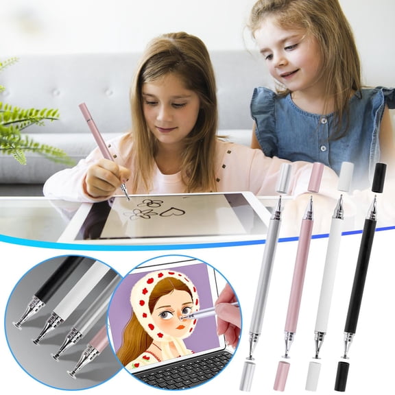 2-in-1 Capacitive Stylus Pen with Disc/Fiber Tip, Magnetic Cap, Ergonomic Design for Tablets & Touchscreens, Smooth & Responsive for Drawing & Writing