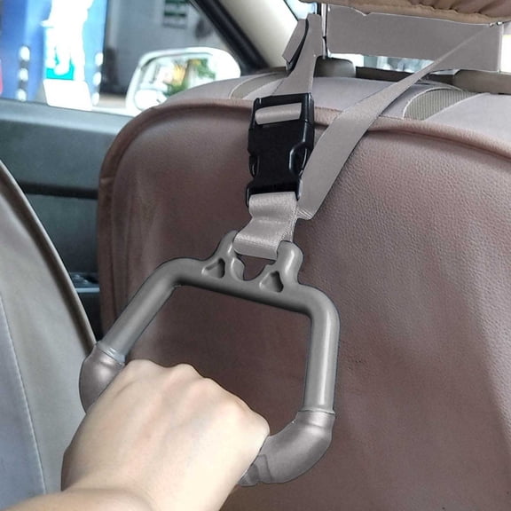 2 in 1 Car Assist Handle Kit Adjustable Overhead and Backseat Grab Bar with Soft Rubber Grip for Added Support Entering Exiting Vehicle （Gray 2PCS）