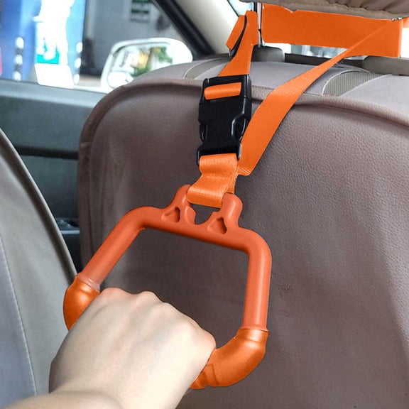 2 in 1 Car Assist Handle Kit Adjustable Overhead and Backseat Grab Bar with Soft Rubber Grip for Added Support Entering Exiting Vehicle （Orange 2PCS）