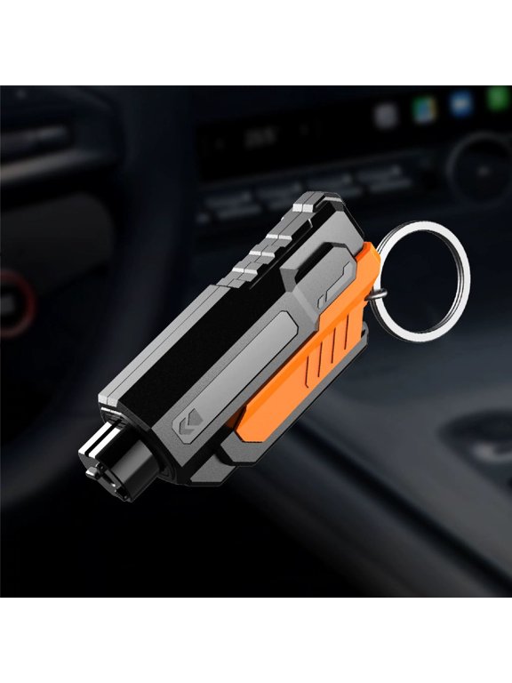 2 in 1 Car Emergency Escape Tool Keychain Style Window Breaker for Vehicle Water Landing Emergency Glass Breaking Accessory for Rescue 3 Inch Black