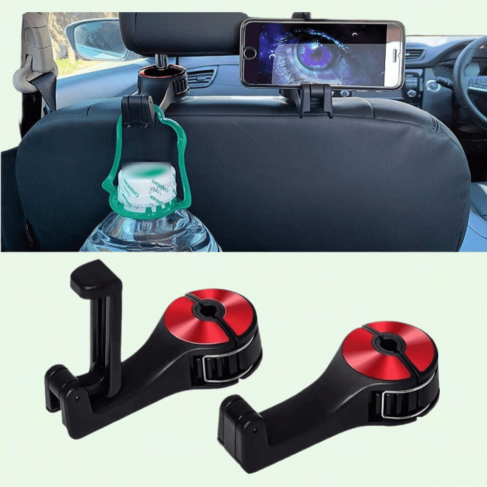 2 in 1 Car Headrest Hidden Hook with Phone Holder, Car Back Seat Hook for Purse and Bag