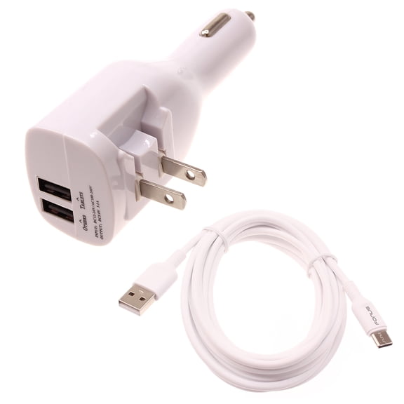 2-in-1 Car Home Charger 6ft Long USB-C Cable for Samsung Galaxy S25/Edge/Plus/Ultra - TYPE-C Cord Travel Power Adapter Charging Wire Folding Prongs