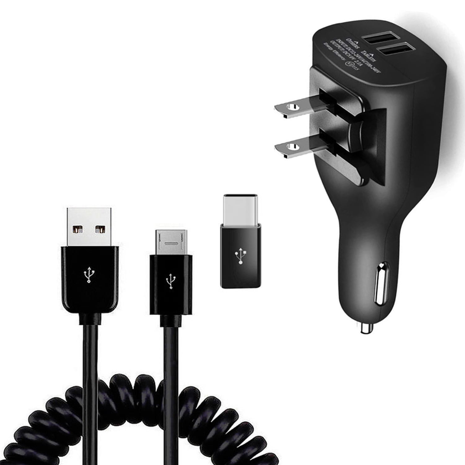 2in1 Car Home Charger for Consumer Cellular Verve Snap/Connect