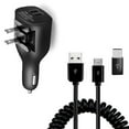 thumbnail image 1 of 2-in-1 Car Home Charger for Kyocera DuraXE Epic/DuraForce Pro 2/DuraSport 5G - Coiled USB Cable Micro-USB to USB-C Adapter Charger Cord Power for Kyocera DuraXE Epic/DuraForce Pro 2/DuraSport 5G, 1 of 7