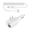 thumbnail image 1 of 2-in-1 Car Home Charger for Samsung Galaxy A72/A52/A42/A32/A12 - Coiled USB Cable Micro-USB to USB-C Adapter Charger Cord Power Wire for Galaxy A72/A52/A42/A32/A12, 1 of 8