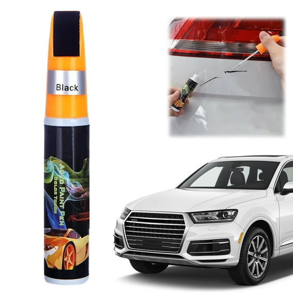 2 in 1 Car Scratch Remover Pen 12ml Touch Up Paint with Brush & Metal Tip for All Vehicles, Quick Dry Formula for Auto Rim Repair, Black 1PC