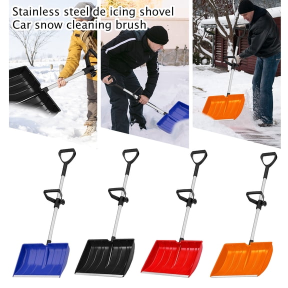 2-in-1 Car Snow Brush with Ice Scraper, Detachable Stainless Steel Auto Windshield Snow Removal Tool, Heavy Duty Winter Cleaning Kit with Ergonomic Foam Grip for Truck SUV (1 pc)
